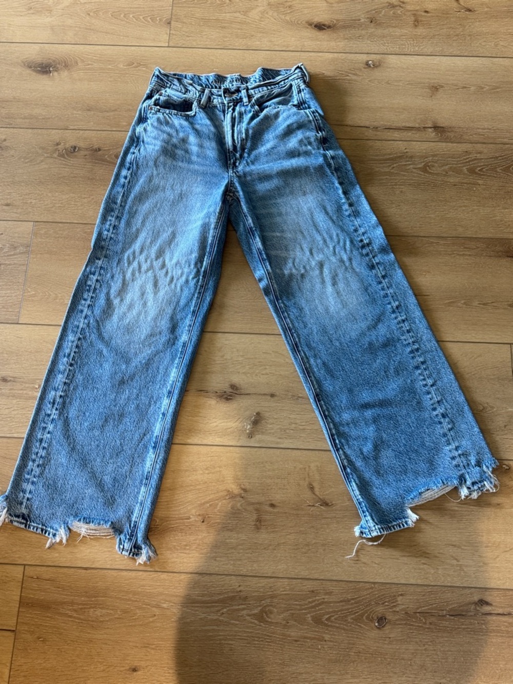 American Eagle Outfitters Light Blue Wide-Leg High-Rise Jeans